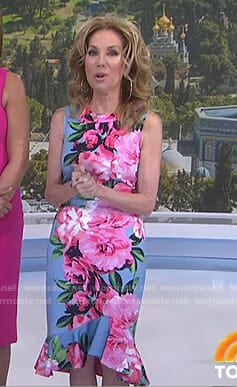 Kathie’s blue floral ruffle hem dress on Today