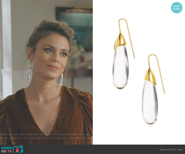 Lizzie Fortunato Rock of Ages Drop Earrings worn by Cristal Flores (Nathalie Kelley) on Dynasty