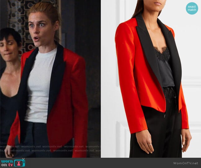 Lanvin Two-tone wool-twill tuxedo jacket worn by Jessica Jones (Krysten Ritter) on Jessica Jones