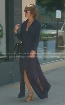 Lisa’s navy maxi shirtdress with slits on The Real Housewives of Beverly Hills