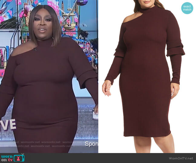 Lost Ink Shoulder Cutout Knit Dress worn by Loni Love on The Real