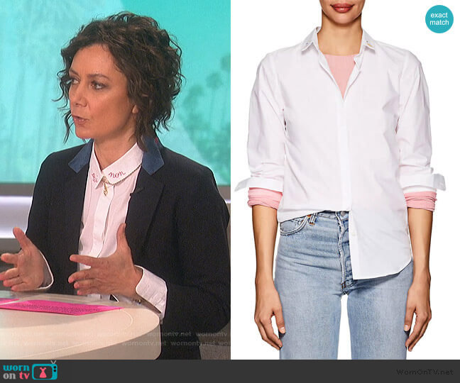 Maison Labiche Embroidered Cotton Poplin Blouse worn by Sara Gilbert on The Talk
