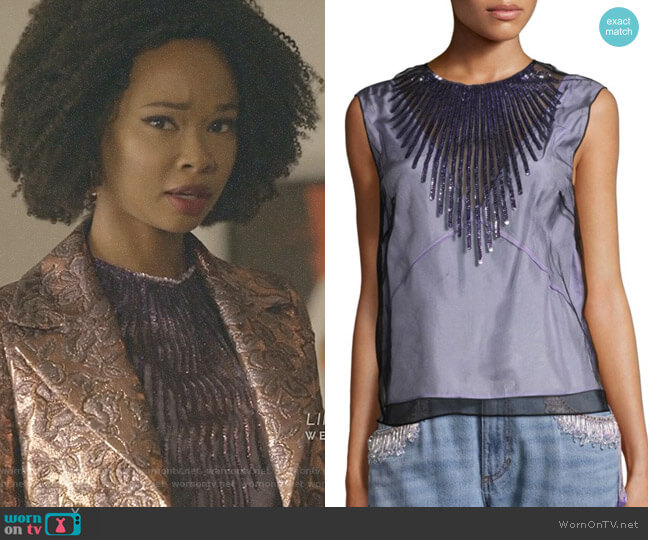 Marc Jacbos Tulle Shell Sequin Blouse worn by Monica Colby (Wakeema Hollis) on Dynasty