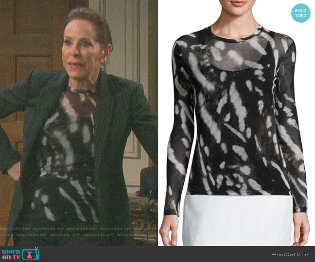 Max Mara Helga Printed Top worn by Vivian Alamain (Louise Sorel) on Days of our Lives