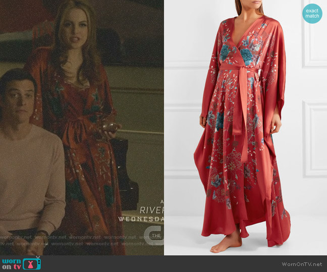 Meng Printed Silk-Satin Robe worn by Fallon Carrington (Elizabeth Gillies) on Dynasty