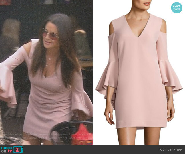 Milly Nicole Cold-Shoulder Bell Sleeve Dress worn by Kyle Richards on The Real Housewives of Beverly Hills