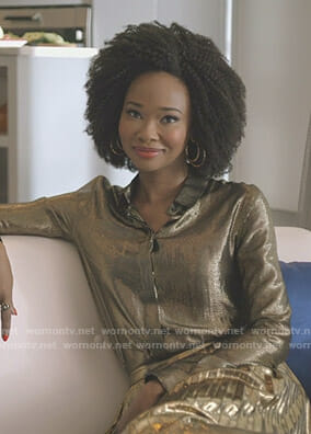 Monica’s metallic blouse on Dynasty