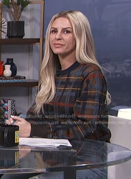 Morgan’s plaid sheer sweatshirt on E! News Daily Pop