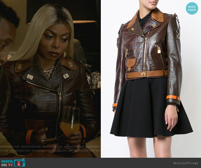 Moschino Crocodile-effect Biker Jacket worn by Cookie Lyon (Taraji P. Henson) on Empire
