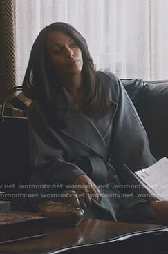 Olivia’s grey wrap coat with side button details on Scandal