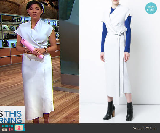 Proenza Schouler Knit Belted Wrap Dress worn by Alex Wagner on CBS Mornings