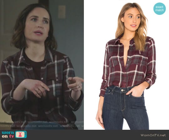 Paige Mya Shirt in Dark Mauve Wine worn by Jennifer Short (Zoe Lister-Jones) on Life in Pieces