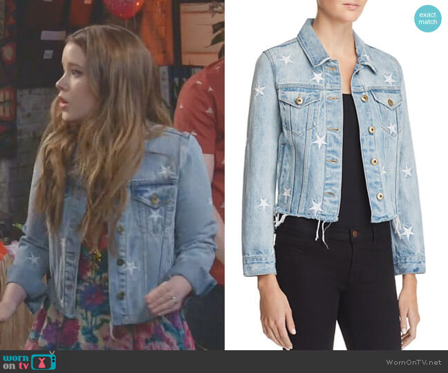 Pistola Star Spangled Cut-Off Denim Jacket worn by Kendra Gable (Taylor Spreitler) on Kevin Can Wait