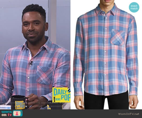Rag & Bone Plaid Beach Shirt worn by Justin Sylvester on E! News