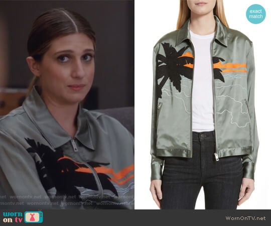 Rag & Bone Roth Embroidered Satin Jacket worn by Nomi Segal (Emily Arlook) on Grown-ish