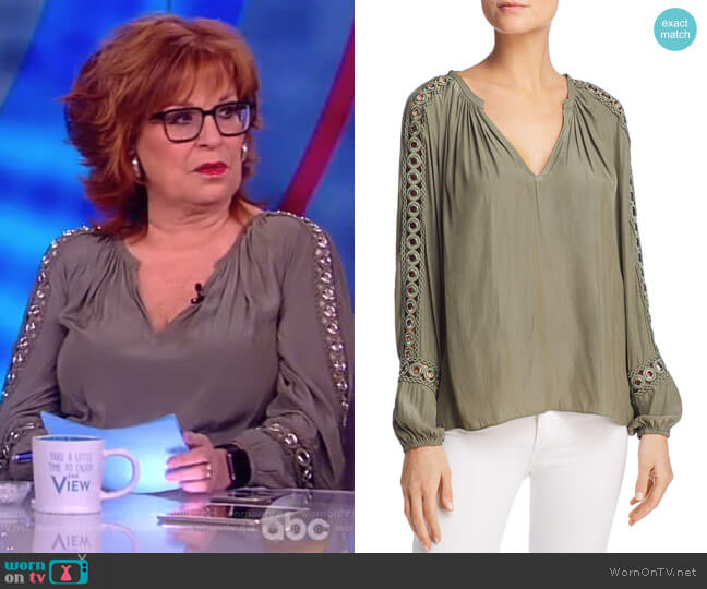 Ramy Brook Sera V-Neck Long-Sleeve Blouse with Grommet Trim worn by Joy Behar on The View