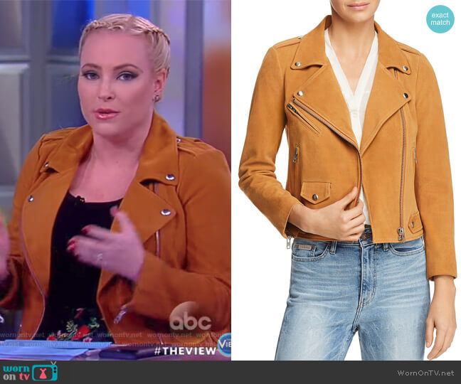 Rebecca Minkoff Wes Suede Moto Jacket worn by Meghan McCain on The View