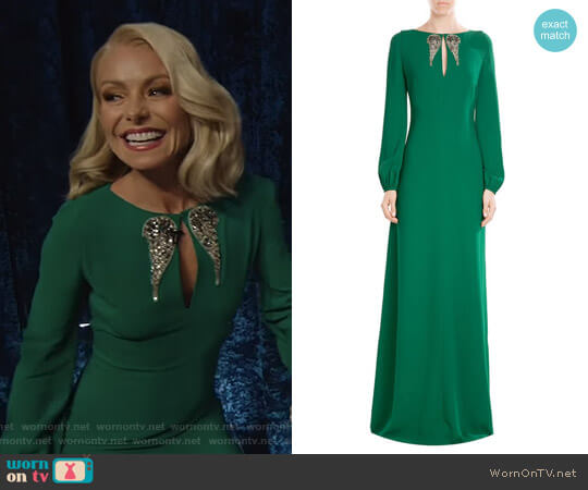 Roberto Cavalli Floor Length Dress with Embellishment worn by Kelly Ripa on Live with Kelly and Mark