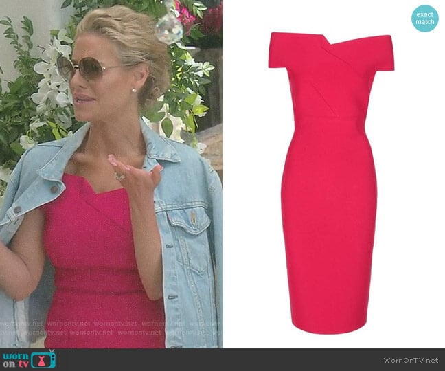 Roland Mouret Belvedere Off-the-Shoulder Dress worn by Dorit Kemsley on The Real Housewives of Beverly Hills