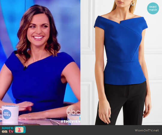 Roland Mouret Elmswell off-the-shoulder crepe top worn by Paula Faris on The View
