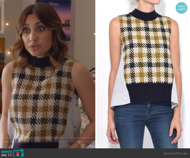 Sea Houndstooth Wool Combo Vest in Check Multi worn by Ana Torres (Francia Raisa) on Grown-ish