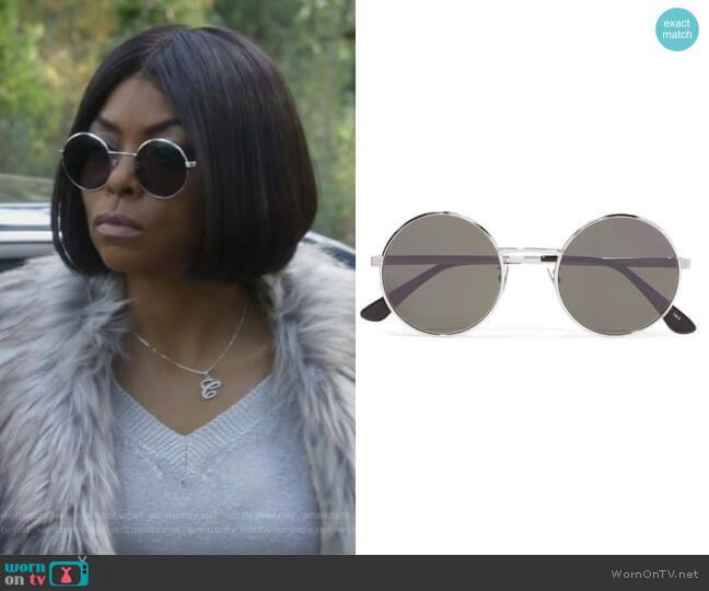 Saint Laurent Round-frame silver-tone sunglasses worn by Cookie Lyon (Taraji P. Henson) on Empire
