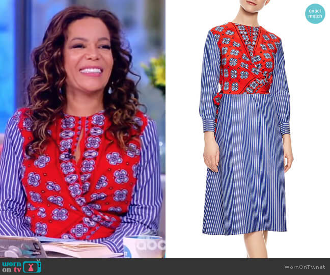 Sandro Isadora Mixed-Print Midi Dress worn by Sunny Hostin on The View