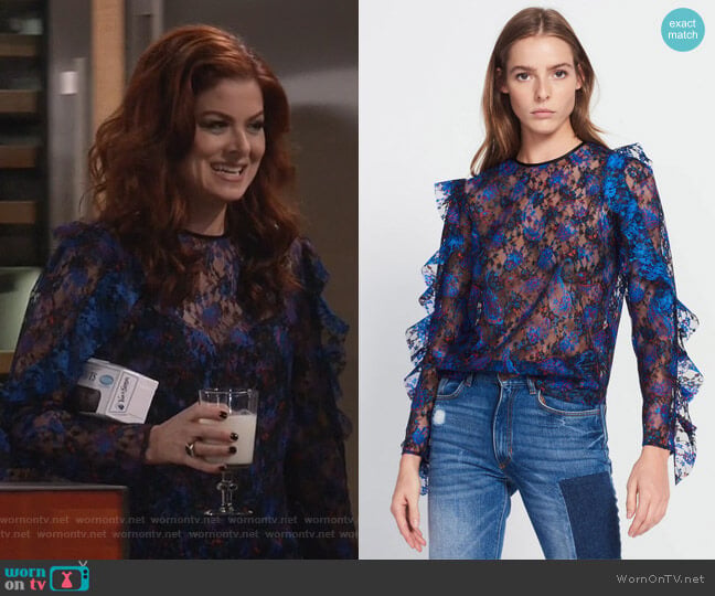 Sandro Top in Paisley Print Lace worn by Grace Adler (Debra Messing) on Will and Grace