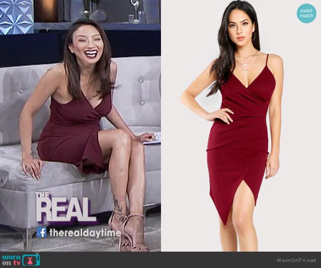 Shein Ruched Overlap Form Fitting Cami Dress worn by Jeannie Mai on The Real