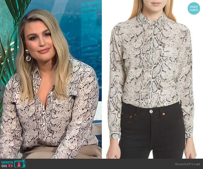 Equipment Slim Signature Python Print Silk Shirt worn by Carissa Loethen Culiner on E! News