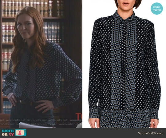 Stella McCartney Dog-Print Silk Blouse worn by Abby Whelan (Darby Stanchfield) on Scandal