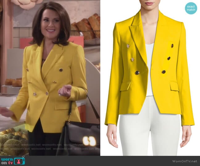 Stella McCartney Peak Faux Double-Breasted Tailored Blazer worn by Karen Walker (Megan Mullally) on Will and Grace