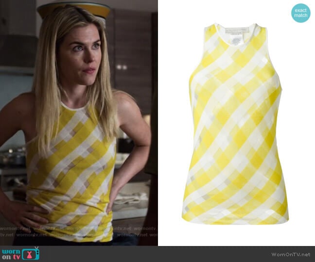 Stella McCartney Transparent Check top worn by Trish Walker (Rachael Taylor) on Jessica Jones