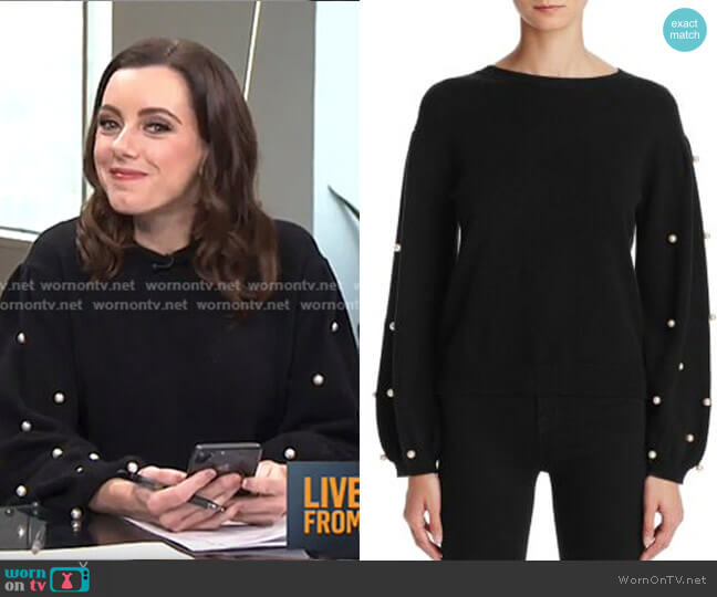 Sunset & Spring Faux Pearl Sweater worn by Melanie Bromley on E! News