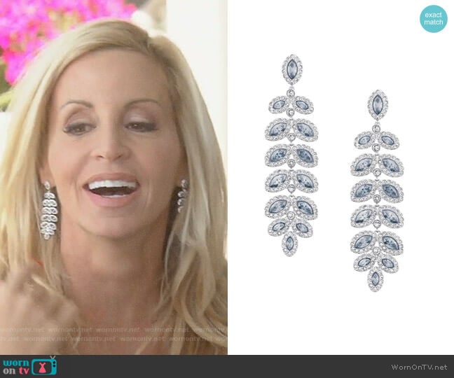 Swarovski Baron Silvertone and Pale Blue Crystal Drop Earrings worn by Camille Grammer on The Real Housewives of Beverly Hills