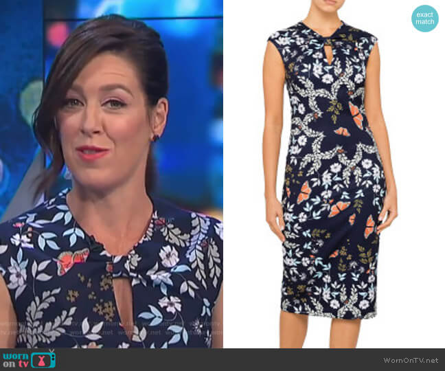 Ted Baker Kairra Kyoto Gardens Bow Neck Dress worn by Gorgi Coghlan on The Project