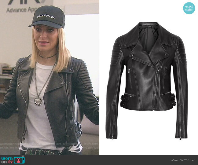 Tom Ford Leather biker jacket worn by Dorit Kemsley on The Real Housewives of Beverly Hills