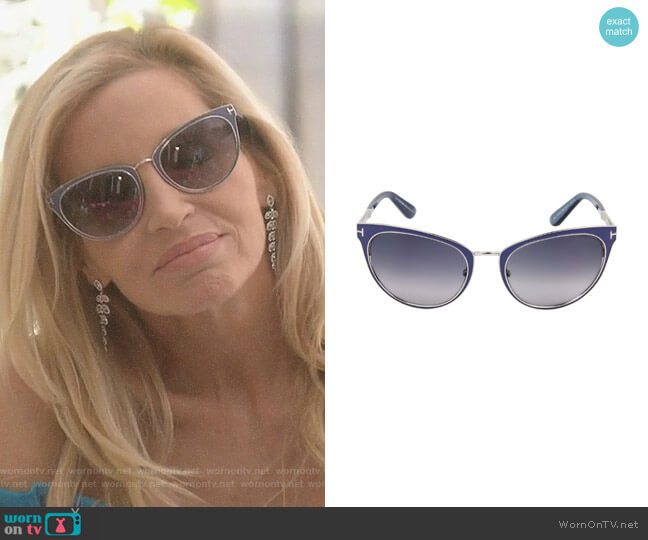 Tom Ford Nina Sunglasses in Blue worn by Camille Grammer on The Real Housewives of Beverly Hills