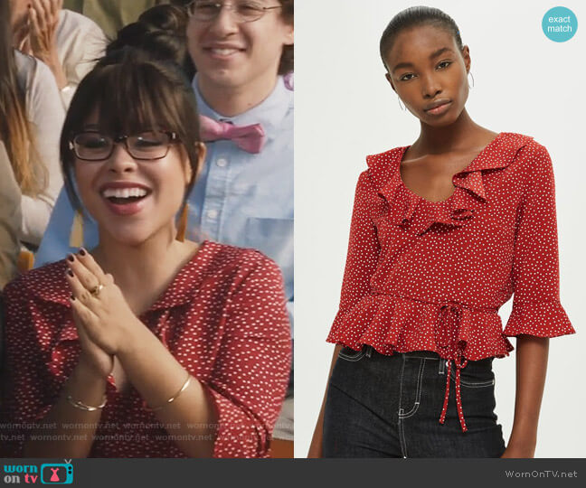 Topshop Spot Print Frill Blouse worn by Mariana Foster (Cierra Ramirez) on The Fosters