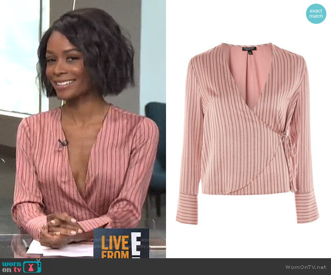 Topshop Stripe Wrap Blouse worn by Zuri Hall on E! News