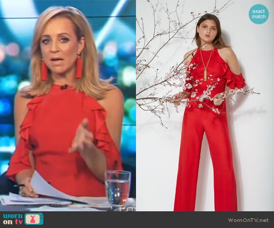 Torannce Silk Topez Jumpsuit worn by Carrie Bickmore on The Project