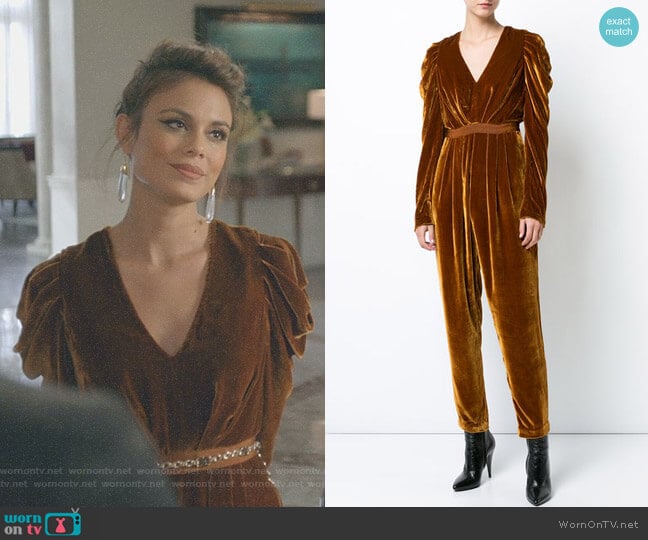 Ulla Johnson Sabine Jumpsuit worn by Cristal Flores (Nathalie Kelley) on Dynasty