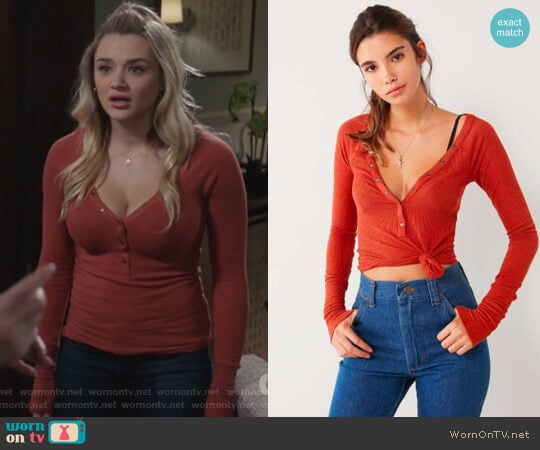 Urban Outfitters Out From Under Everyday Henley Top worn by Clementine Hughes (Hunter King) on Life in Pieces