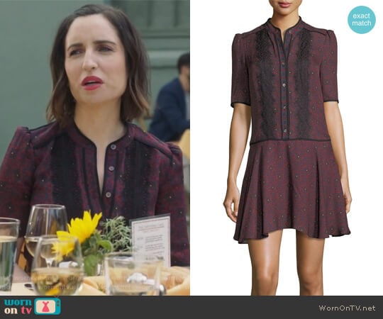 Veronica Beard Alana Button-Front Printed Silk Dress worn by Jennifer Short (Zoe Lister-Jones) on Life in Pieces