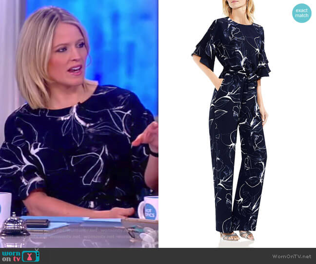 Vince Camuto Ruffle-Sleeve Jumpsuit worn by Sara Haines on The View