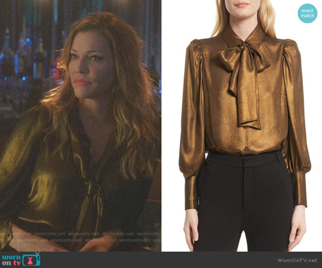 Frame Voluminous Scarf Blouse worn by Charlotte Richards (Tricia Helfer) on Lucifer
