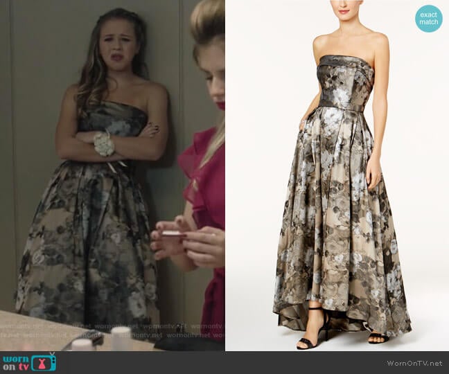 Xscape Strapless Brocade Ballgown worn by Samantha Hughes (Holly Barrett) on Life in Pieces