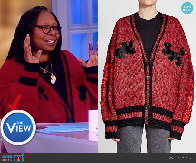 Yeezy Varsity Cardigan with Wool worn by Whoopi Goldberg on The View