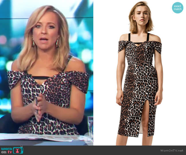 Yeojin Bae Double Crepe Leopard Minka Dress worn by Carrie Bickmore on The Project