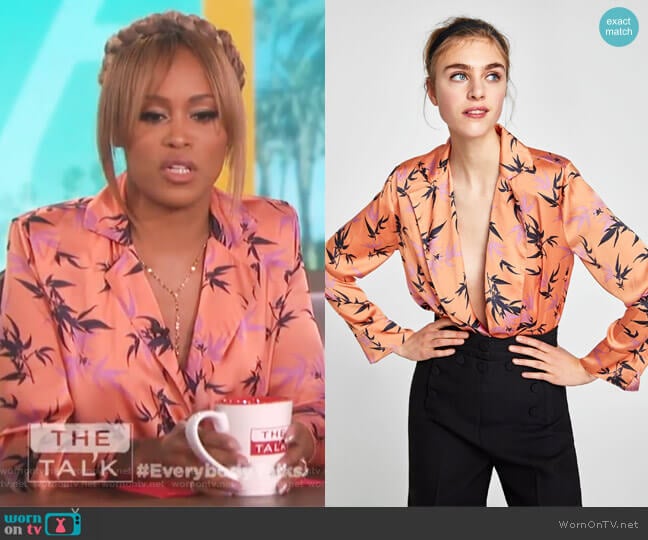 Zara Leaf Print Bodysuit worn by Eve on The Talk